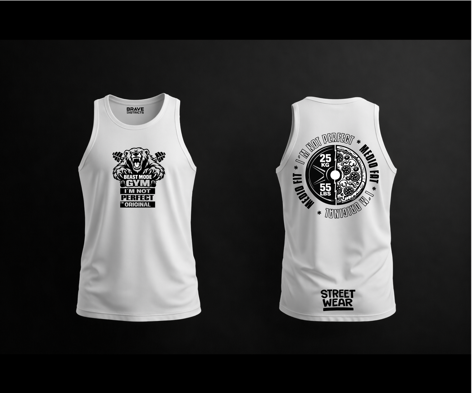 Tank top blanco estilo gym de Brave Districts