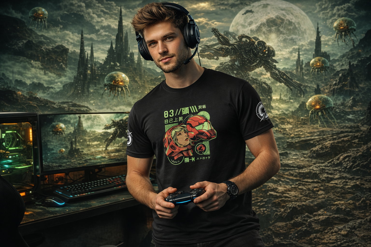Polera negra inspirada en Metroid