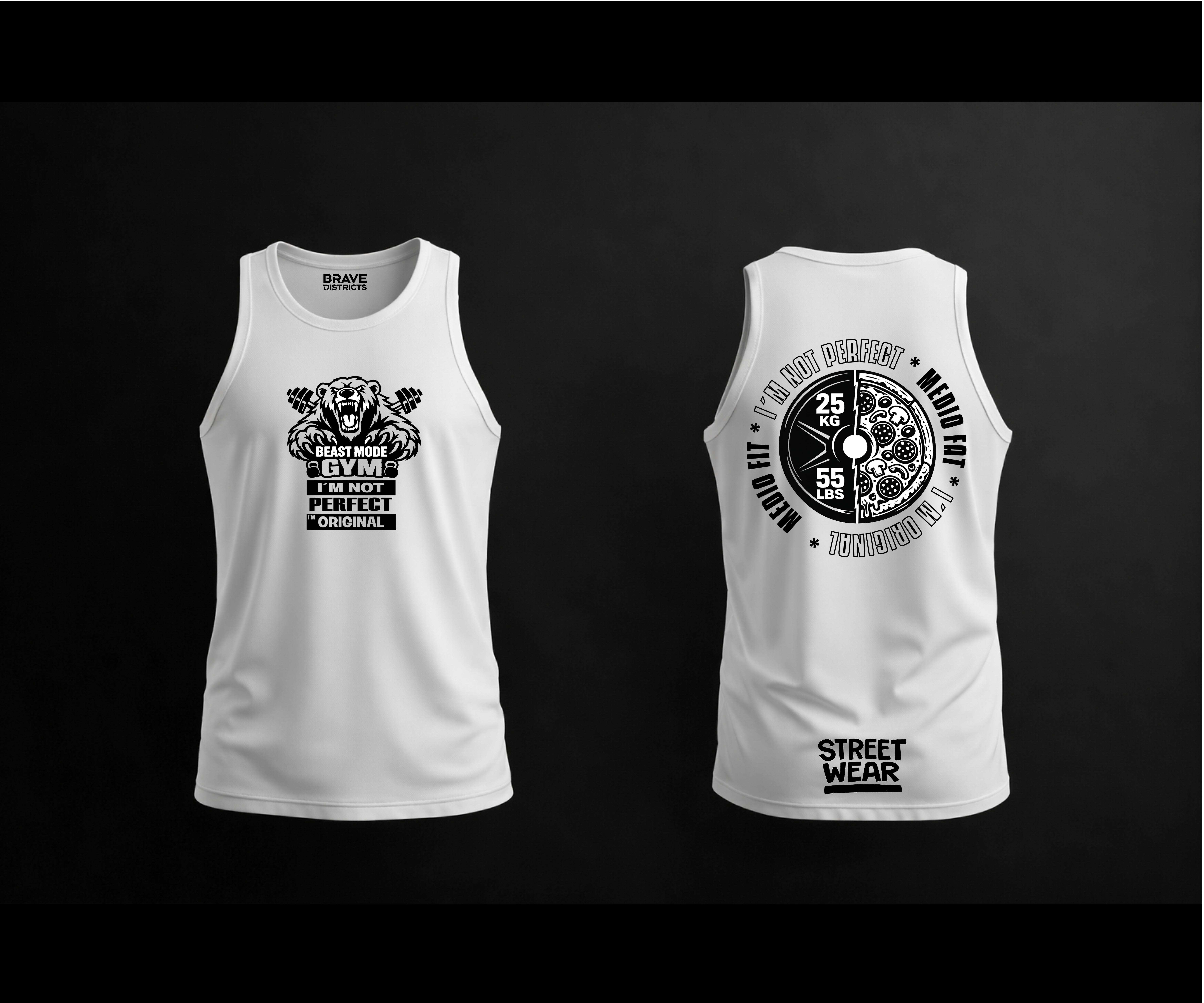 Tank top blanco estilo gym de Brave Districts